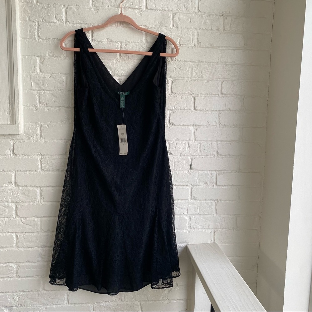 NWT Ralph Lauren Black Lace Dress Size 12